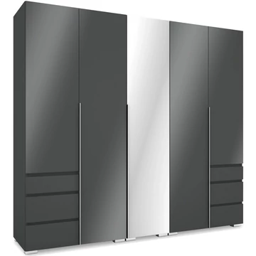 SILVER 225 nyílóajtós gardrób 1 TÜKÖRREL - Matt Sötétszürke / Magasfényű Szürke