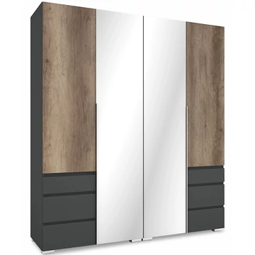 SILVER 180 nyílóajtós gardrób 2 TÜKÖRREL - Matt Sötétszürke / Canyon Tölgy