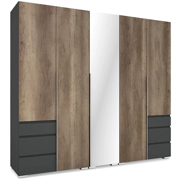 SILVER 225 nyílóajtós gardrób 1 TÜKÖRREL - Matt Sötétszürke / Canyon Tölgy