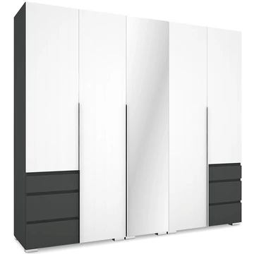 SILVER 225 nyílóajtós gardrób 1 TÜKÖRREL - Matt Sötétszürke / Rusztik Fehér