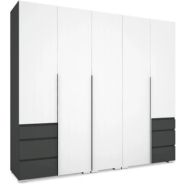 SILVER 225 nyílóajtós gardrób - Matt Sötétszürke / Rusztik Fehér