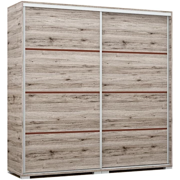 BORNEO 200 cm tolóajtós gardrób - San Remo / Barna csík