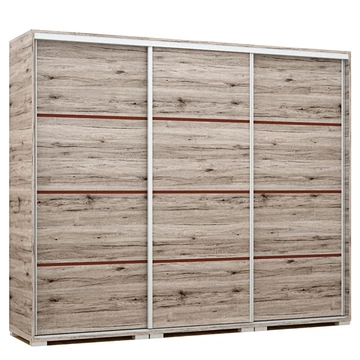 BORNEO 239 cm tolóajtós gardrób - San Remo / Barna csík