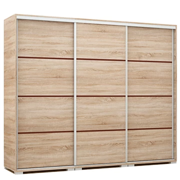 BORNEO 239 cm tolóajtós gardrób - Sonoma Tölgy / Barna csík