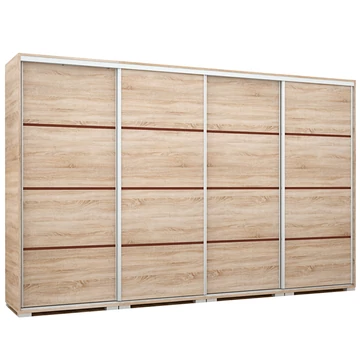 BORNEO 318 cm tolóajtós gardrób - Sonoma Tölgy / Barna csík