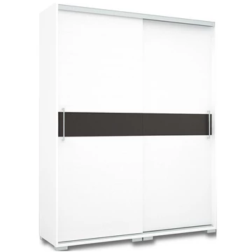 CITY 160 cm tolóajtós polcos gardrób - Rusztik Fehér / Fehér / Magasfényű Antracit