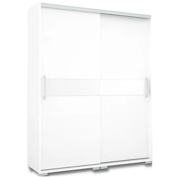 CITY 160 cm tolóajtós polcos gardrób - Rusztik Fehér / Fehér / Magasfényű Fehér