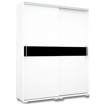 CITY 160 cm tolóajtós polcos gardrób - Rusztik Fehér / Fehér / Magasfényű Fekete