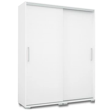 CITY 160 cm tolóajtós polcos gardrób - Rusztik Fehér / Fehér / Grafika nélküli kivitelben