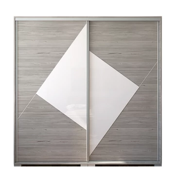 COLUMBIA 200 cm tolóajtós gardrób - Katthult / Magasfényű Fehér üveg