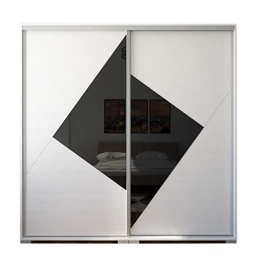 COLUMBIA 200 cm tolóajtós gardrób - Rusztik Fehér / Magasfényű Fekete üveg