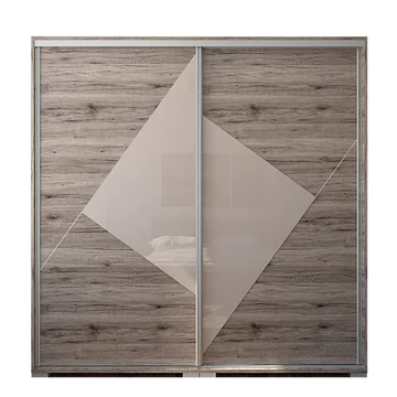 COLUMBIA 200 cm tolóajtós gardrób - San Remo / Magasfényű Latte üveg