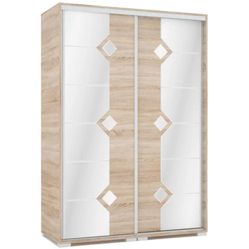 DIAMOND 140 cm tolóajtós tükrös gardrób - Sonoma Tölgy