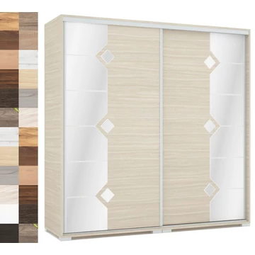 DIAMOND 200 cm tolóajtós tükrös gardrób - VÁLASZTHATÓ SZÍNBEN