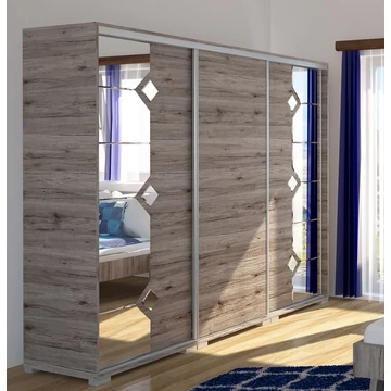 DIAMOND 239 cm tolóajtós tükrös gardrób - San Remo