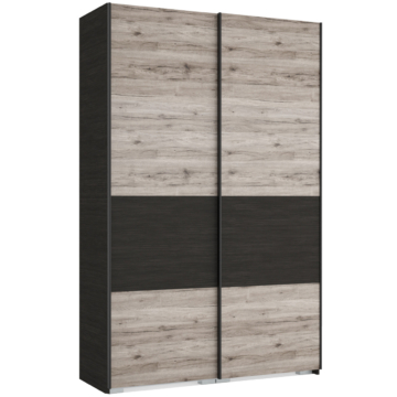 FŐNIX 154 cm tolóajtós gardrób - Nero / San Remo / Fekete profil