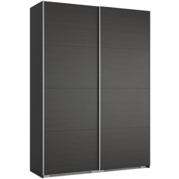 FŐNIX 174 cm tolóajtós gardrób - Nero / Szürke profil