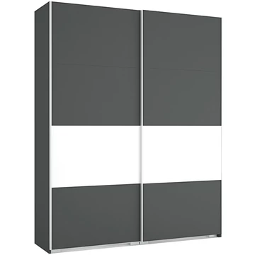 FŐNIX 194 cm tolóajtós gardrób - Matt Sötétszürke / Rusztik Fehér / Szürke profil