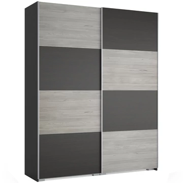 FŐNIX 194 cm tolóajtós gardrób - Nero / Katthult / Szürke profil