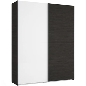 FŐNIX 194 cm tolóajtós gardrób - Nero / Rusztik Fehér (Erezett Fehér) / Szürke profil