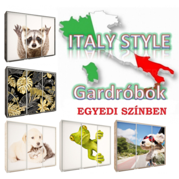 ITALY STYLE 239 cm tolóajtós gardrób - VÁLASZTHATÓ SZÍNEKBEN