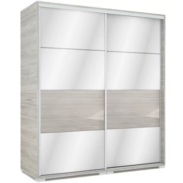 MIRROR 180 cm tükrös tolóajtós gardrób - Katthult / Magasfényű Katthult betét