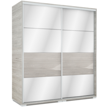 MIRROR 180 cm tükrös tolóajtós gardrób - Katthult / Magasfényű Katthult betét
