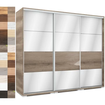 MIRROR 239 cm tükrös tolóajtós gardrób - VÁLASZTHATÓ SZÍNEKBEN