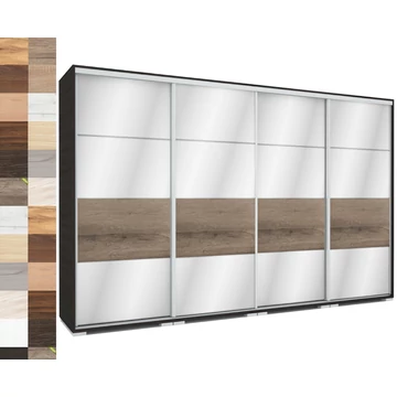 MIRROR 318 cm tükrös tolóajtós gardrób - VÁLASZTHATÓ SZÍNEKBEN