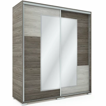 NEO 180 cm tolóajtós tükrös gardrób - Sötét Katthult / Katthult betét