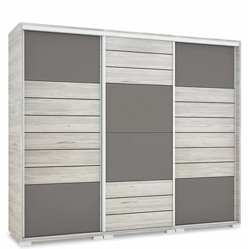 NÍLUS 239 cm magasfényű gardrób - Katthult / Magasfényű Antracit üveg