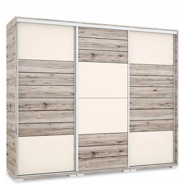 NÍLUS 239 cm magasfényű gardrób - San Remo / Magasfényű Beige üveg