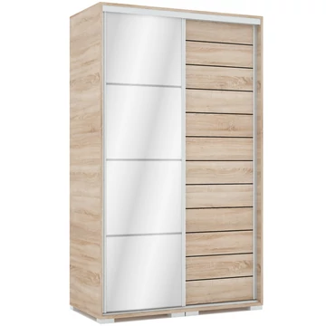 PORTO 120 cm tolóajtós gardrób 1 FÓZOLT tükrös ajtóval - Sonoma Tölgy