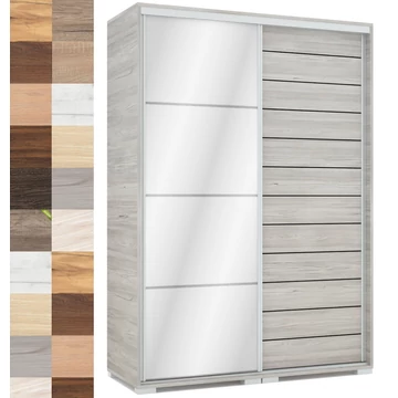 PORTO 140 cm tolóajtós gardrób 1 FÓZOLT tükrös ajtóval - VÁLASZTHATÓ SZÍNBEN