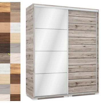 PORTO 160 cm tolóajtós gardrób 1 FÓZOLT tükrös ajtóval - VÁLASZTHATÓ SZÍNBEN