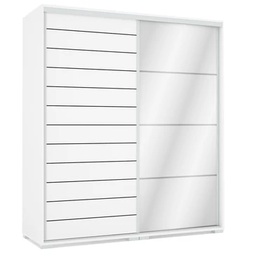PORTO 180 cm tolóajtós gardrób 1 FÓZOLT tükrös ajtóval - Rusztik Fehér