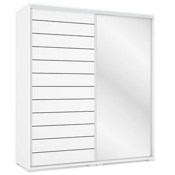 PORTO 180 cm tolóajtós gardrób 1 TÜKÖRREL - Rusztik Fehér