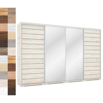 PORTO 318 cm tolóajtós gardrób 2 TÜKÖRREL - VÁLASZTHATÓ SZÍNBEN