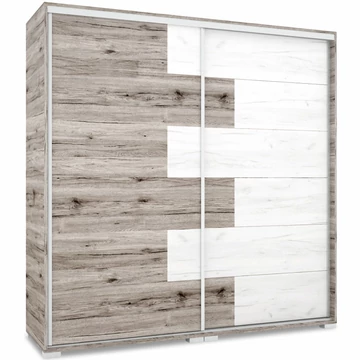 STONE 200 cm tolóajtós gardrób - San Remo / Fehér Tölgy / Szürke profil