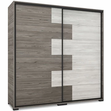 STONE 200 cm tolóajtós gardrób - Sötét Katthult / Katthult / Fekete profil