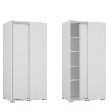 Tolóajtós Gardrób Sarokelem 4db polccal 100 cm  - Rusztik Fehér (Erezett Fehér)