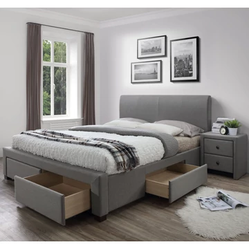 MODENA ágykeret ágyráccsal és ágyneműtartó fiókokkal 160x200 cm - Szürke