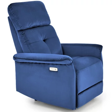 SEMIR automata relax TV fotel - Kék bársony szövet