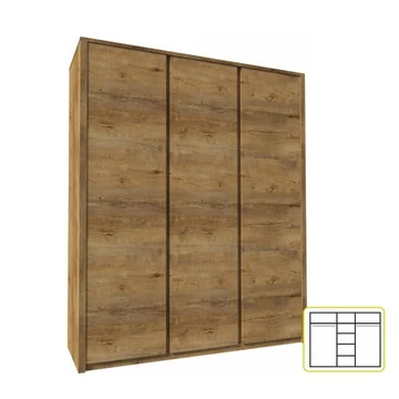 MONTANA 3 ajtós akasztós szekrény polcokkal - Lefkas Tölgy (S3D)