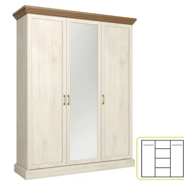 ROYAL ruhásszekrény polcokkal - Északi erdei fenyő / Vad tölgyfa (S3D)
