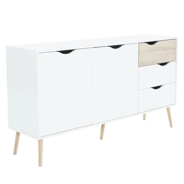 OSLO 2 ajtós 3 fiókos komód - Sonoma Tölgy / Fehér (TEMPO 75381)