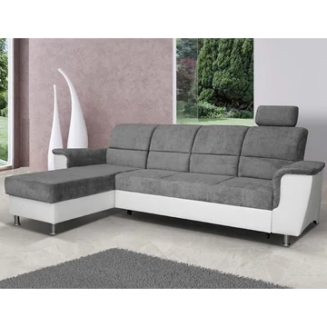 SANTIAGO ROH sarokülő ágyfunkcióval és ágyneműtartóval - Fehér / Matrix 16 szürke - BALOS(3F-OTM)