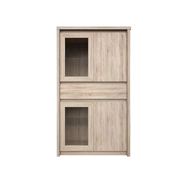 NORTY 4 ajtós 1 fiókos vitrin - Sonoma Tölgy (TYP7)