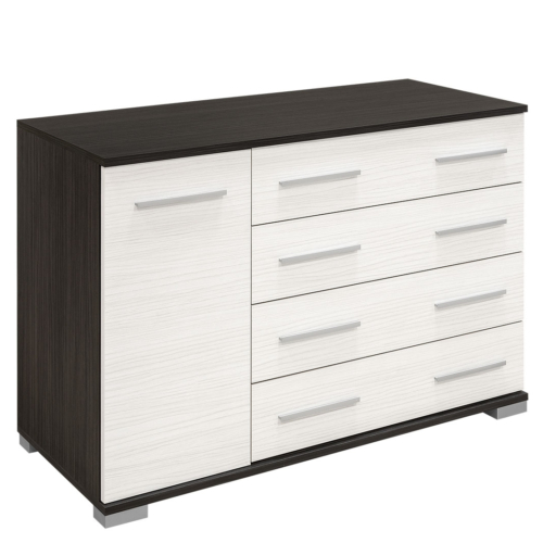 KOMFORT 4 fiókos ajtós komód - Nero / Bianco