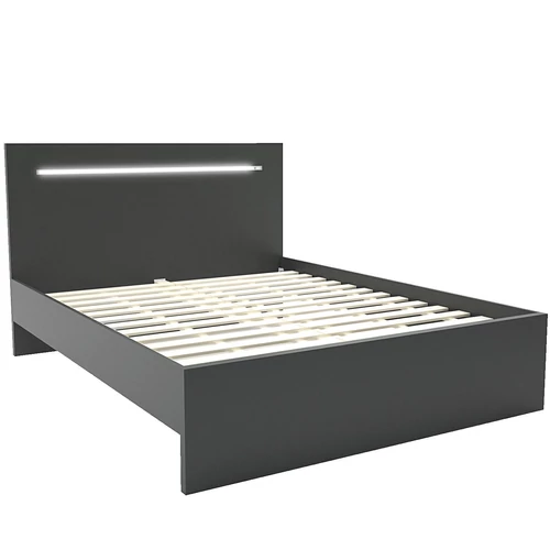 FAVORIT ágykeret ágyráccsal, LED világítással 160x200 cm - Matt Sötétszürke